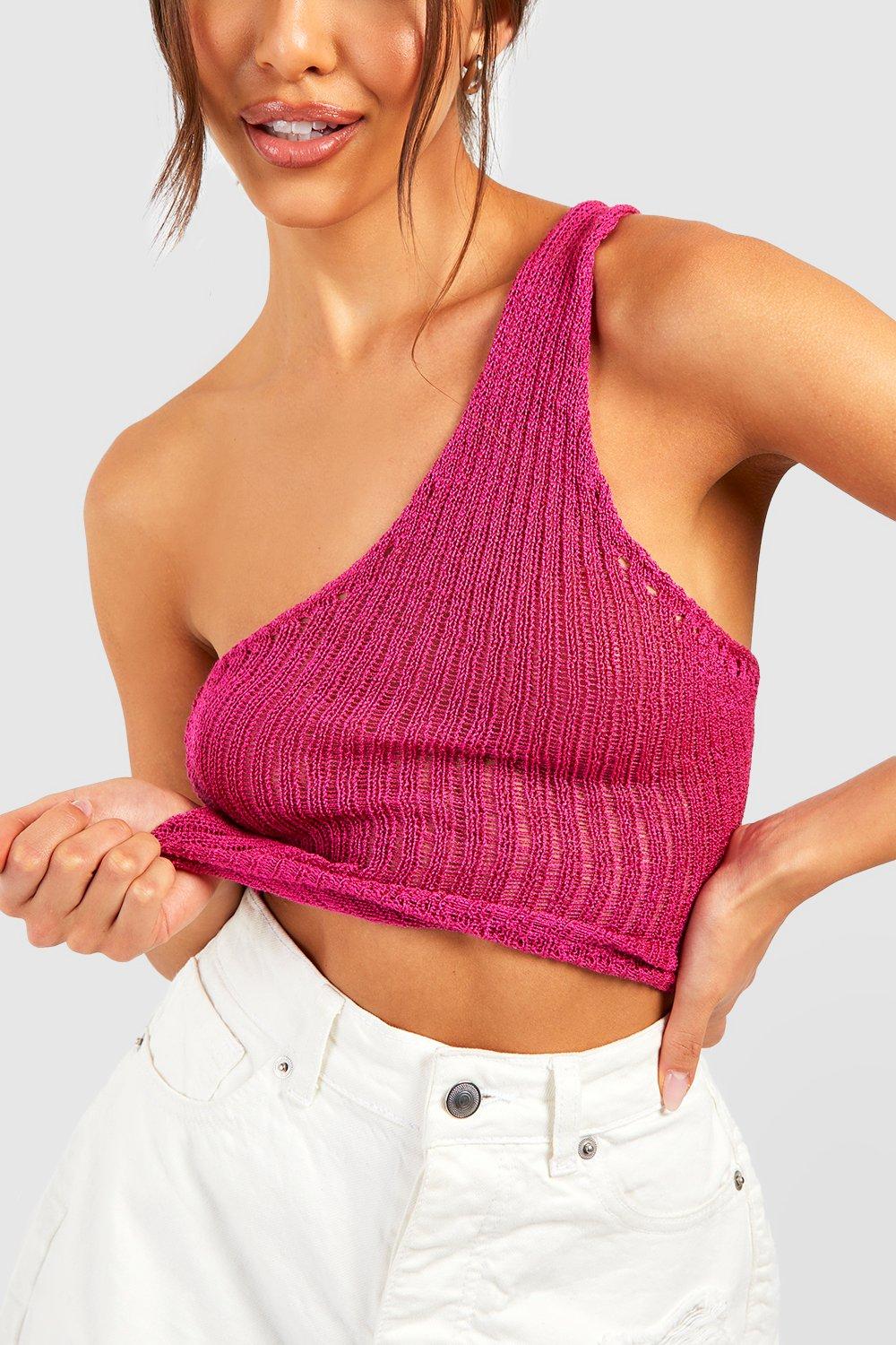 Fine Gauge Ladder Stitch One Shoulder Knitted Vest | boohoo